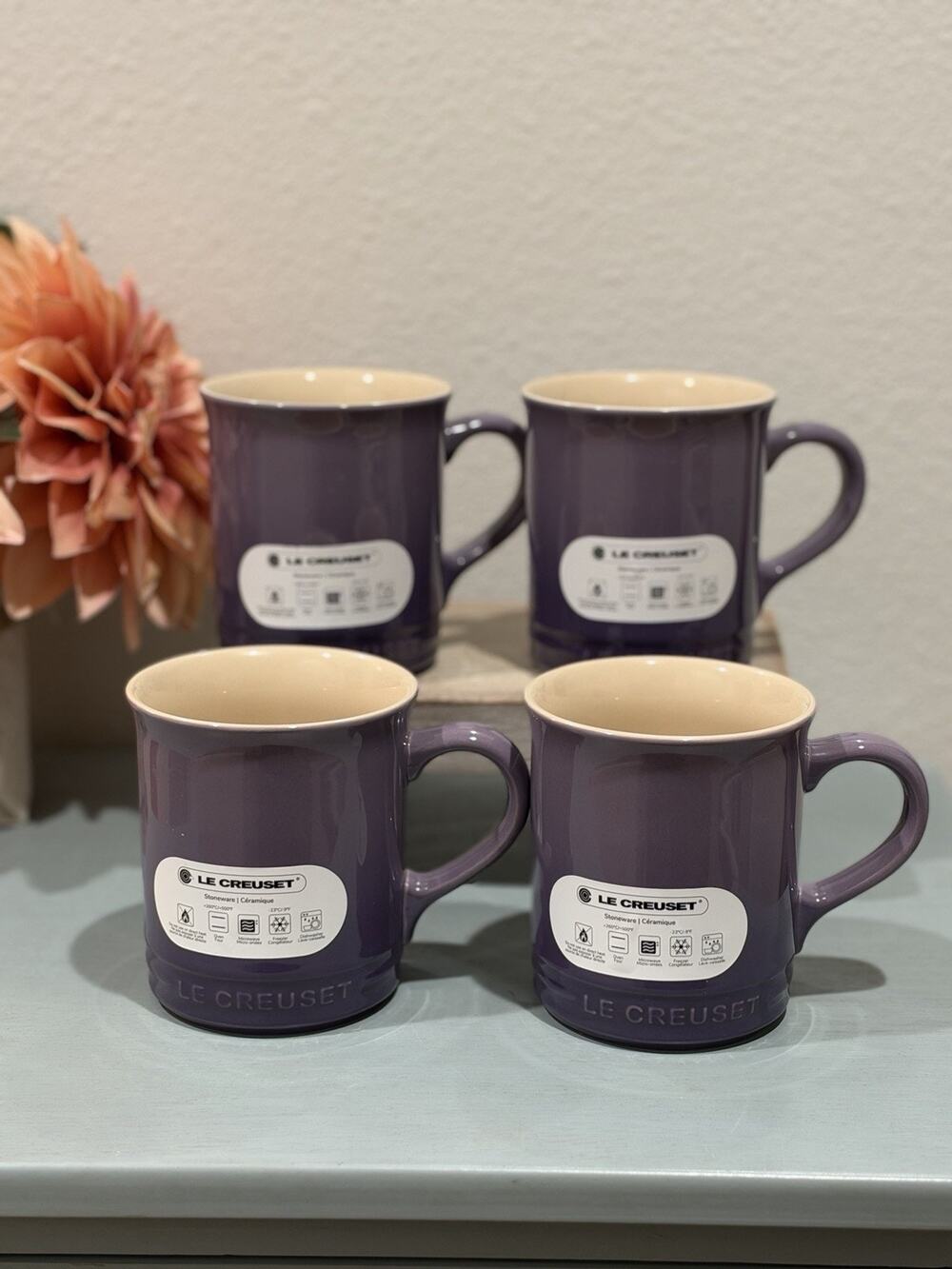 RARE ULTRA VIOLET Le Creuset Vancouver 400ML Coffee Mugs Set of 4 Purple